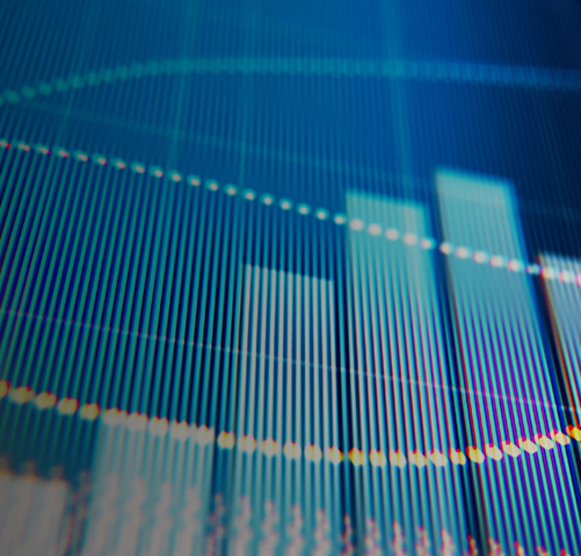 Bar graph showing upward trend from left to right on a computer screen