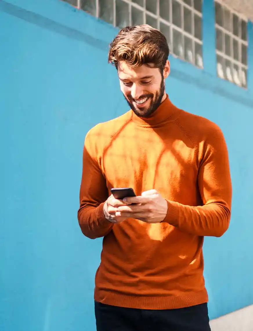 Smiling businessman on phone