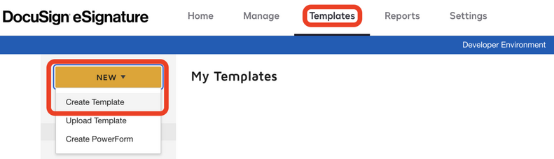 Creating a new DocuSign template