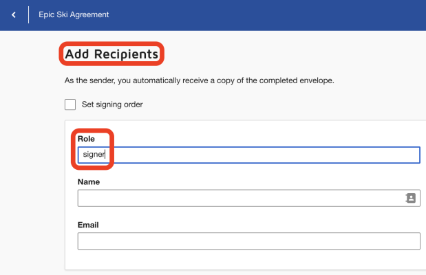 Adding recipients to the template