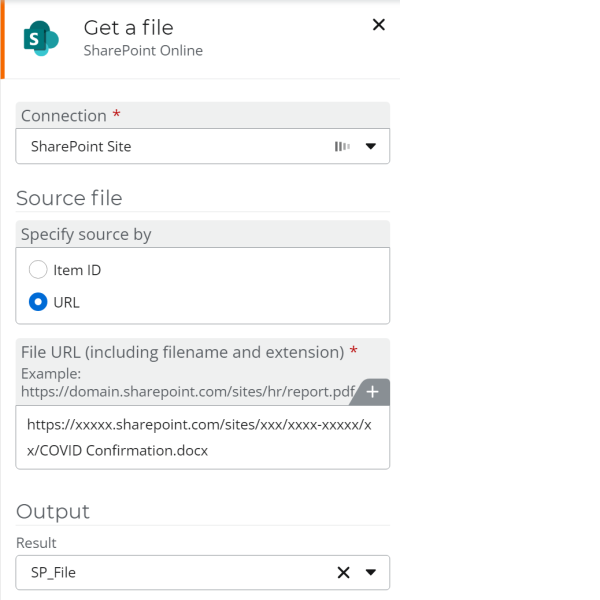 Configure the Get a File action