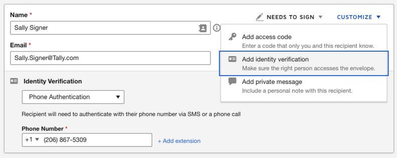 Adding identity verification