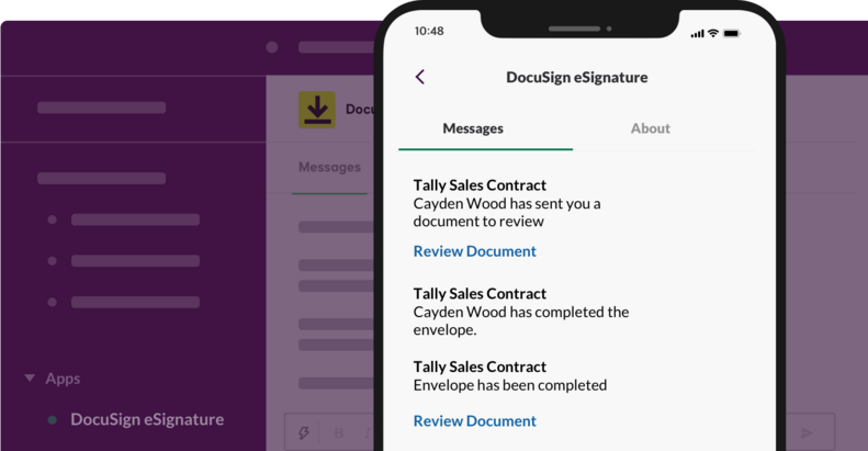 DocuSign eSignature and Slack: Alert