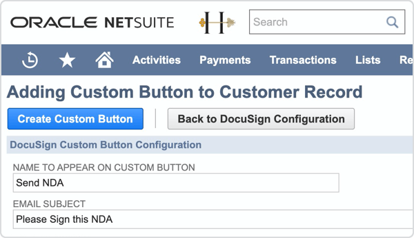 A close up product screenshot of the custom button configuration.