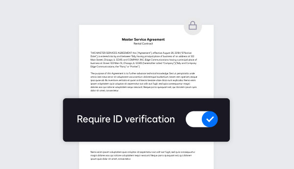 A master service agreement document requesting ID verification.